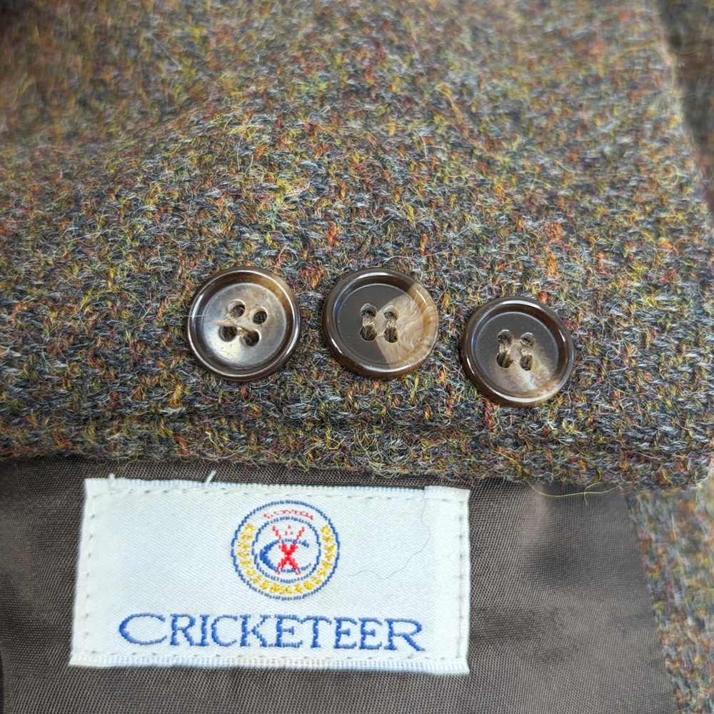 Vintage Tweed Sport Coat Mens 40R Heathered Brown Wool Double Breasted Blazer